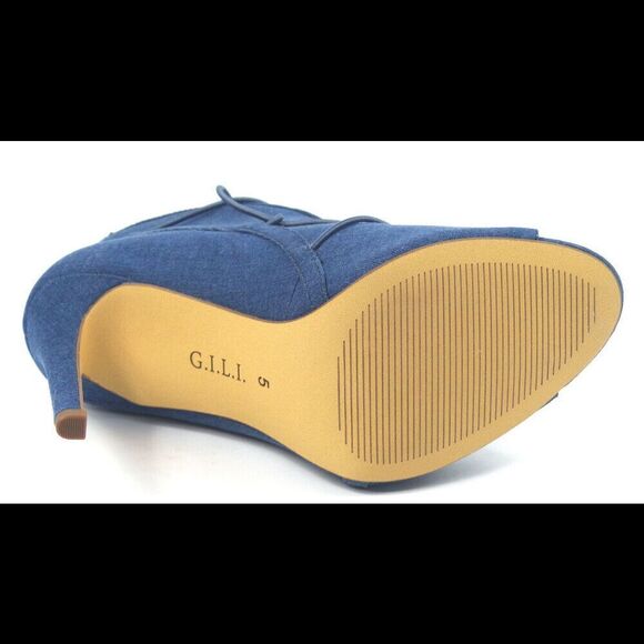 G.I.L.I. Peep Toe Bungee Front Booties Kaarina Medium Denim - Medium - Picture 6 of 7